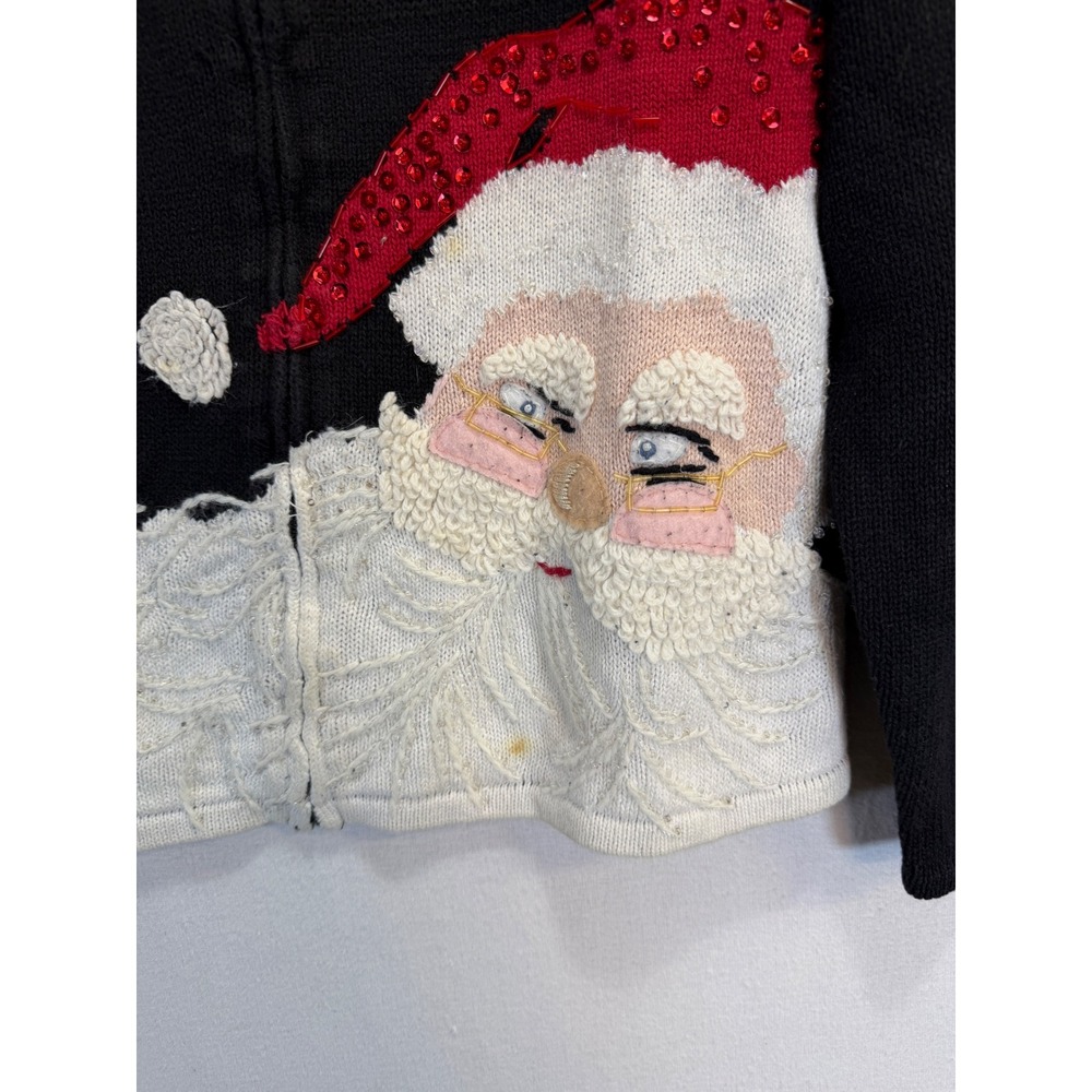 Tiara International 2004 Vintage Christmas Santa Zip Up Cardigan Sweater Medium - Picture 2 of 8